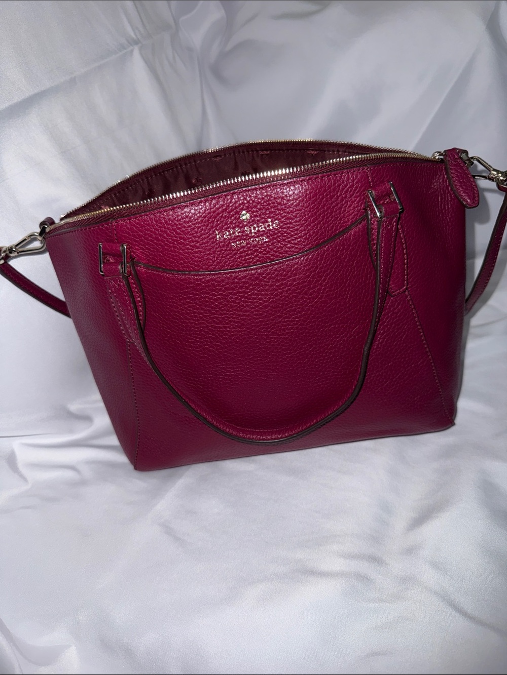 kate spade plum pebbled leather shoulder bag